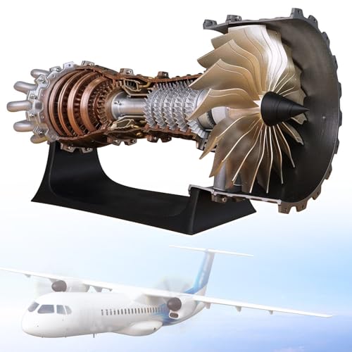 JMbpkduHs Turbofan-Triebwerk-Modellbausatz, 1/20 Tr 900 Flugzeugtriebwerk, Flugzeug-Turbofan-Motor-Modellbausatz, Montagespielzeug-Ausstellungsmodell (200+PCS)