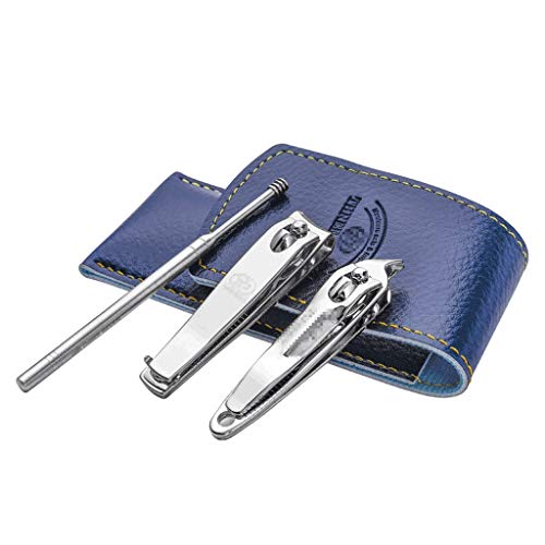 Maniküre-Set, 3/4 Stück, tragbarer Nagelknipser, Edelstahl-Pediküre-Set, professionelle Nagelschere, Pflegeset mit schwarzer Lederreisetasche, tragbares Geschenk (Farbe: 3)