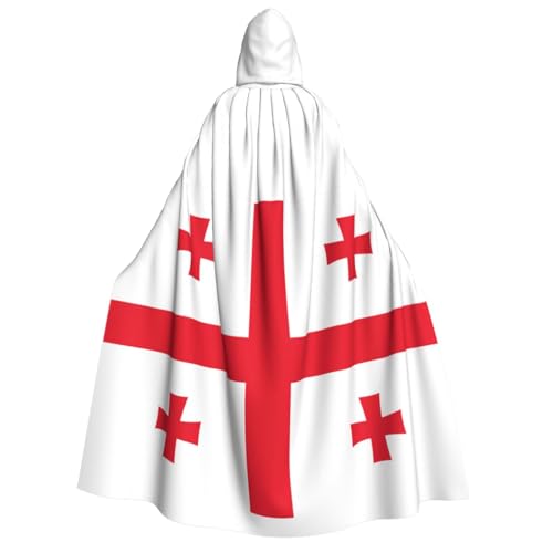 WURTON Kapuzenumhang mit Flagge von Georgia, Unisex, für Halloween, Karneval, Cosplay, vielseitig, für Erwachsene