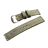 THBGTCNQ Reines Canvas-Lederarmband 20 MM / 22 MM / 24 MM Herren-Denim-Canvas-Armband Sportuhrarmband im Sportstil(Green Silver Clasp,22mm)