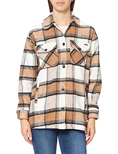 LTB Jeans Damen Hibara Aufwärm-Jacke, Camel White Black Check 12478, M