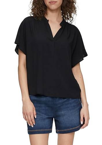 QS Damen 2146256 Blusenshirt Kurzarm, schwarz 9999, 40