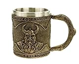 Vogler 816-932 Wikinger Krug Thor mit Metalleinsatz Becher Odin Nordmänner