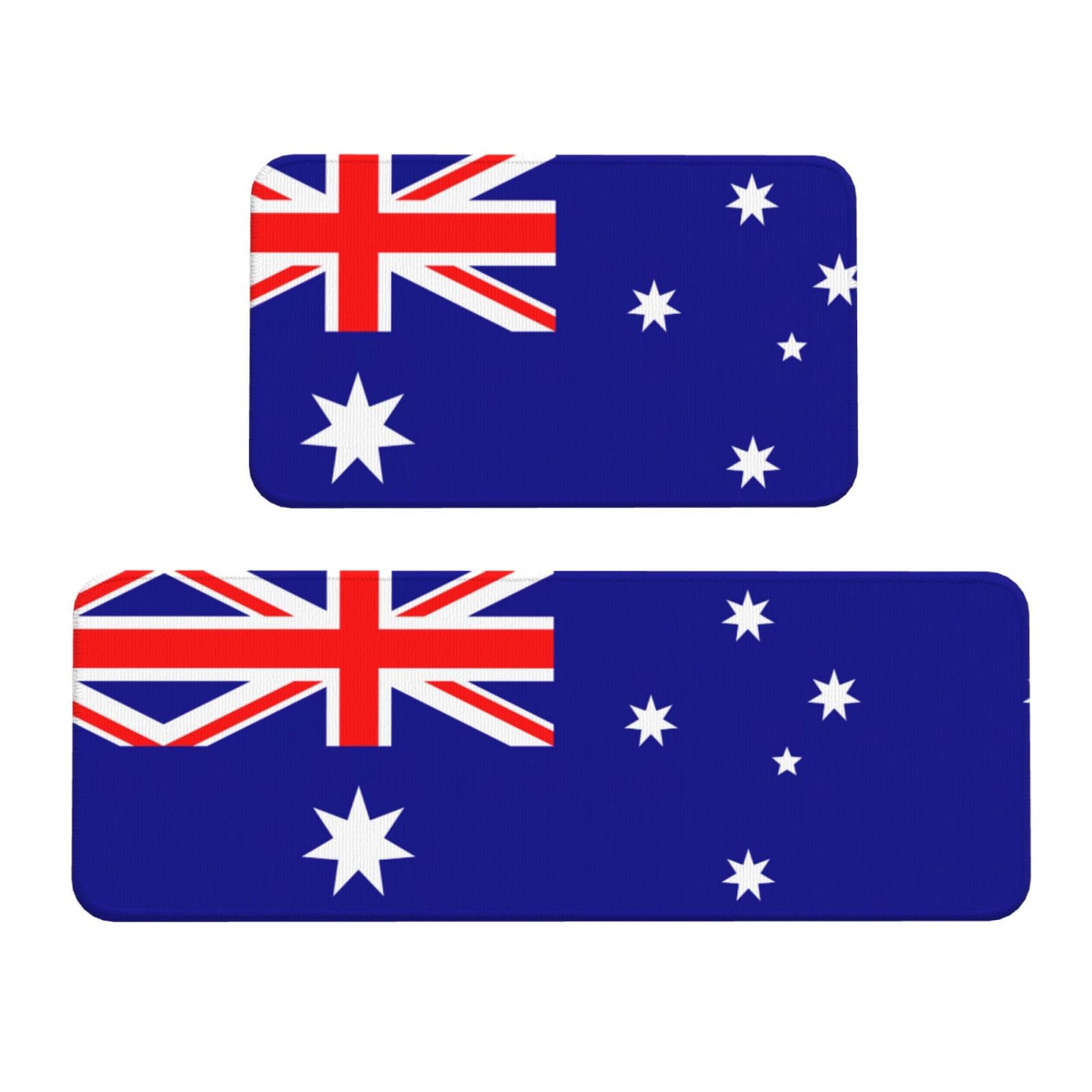 YQxwJL Küchenmatte, Motiv: australische Flagge, 2-teilig, rutschfest, wasserdicht, für Flur, Büro