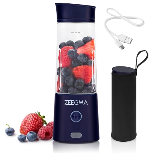 ZEEGMA Vitamine GO Tragbarer Mixer für Cocktails und Smoothies 300W, Personal Blender, Mini-Mixer 450ml mit 6 Klingen, 2 Geschwindigkeiten Akku 5000 maH, 25 Anwendungen pro Ladung