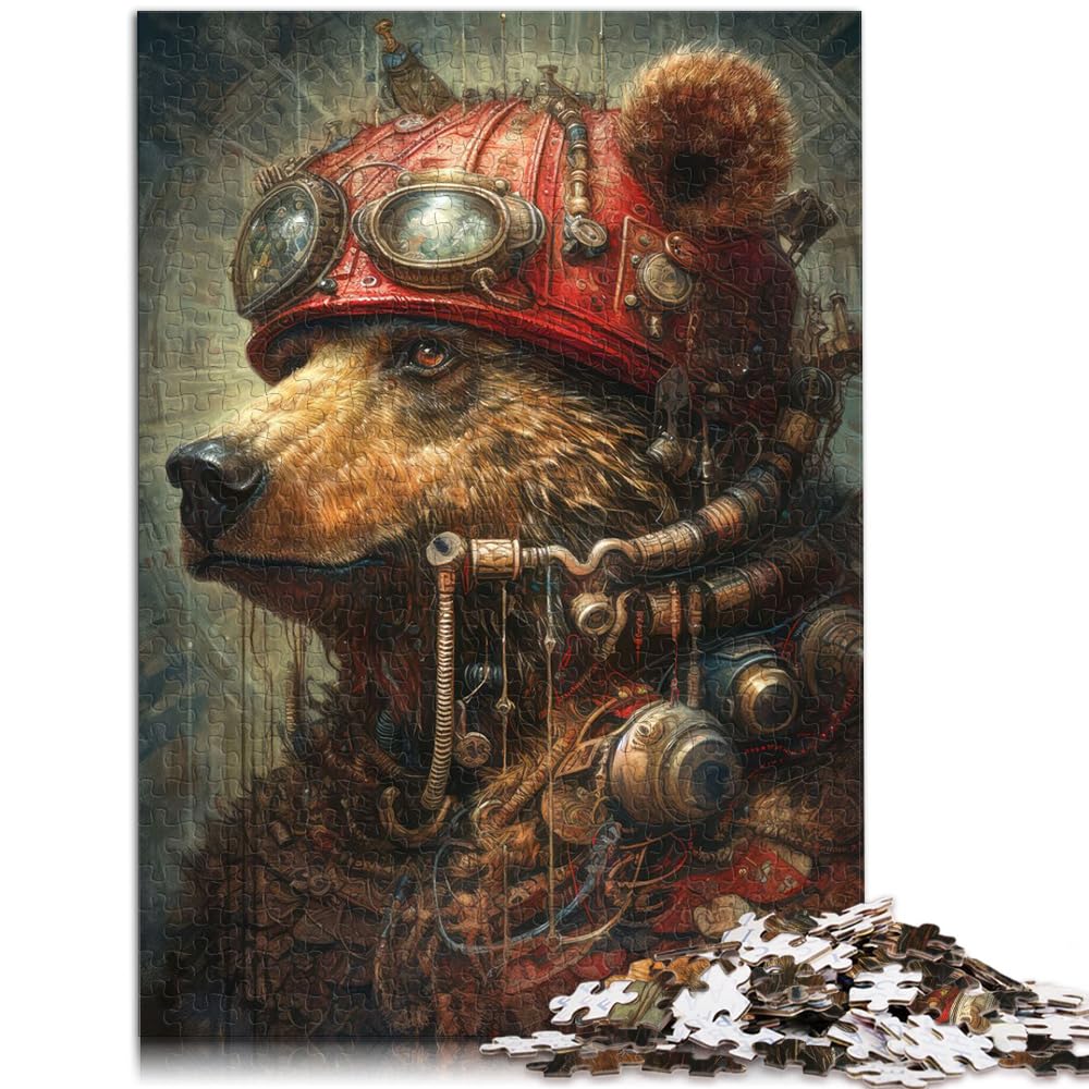 Puzzles Geschenke Spielzeug Biomechanischer Bär 1000 Puzzles für Erwachsene Holzpuzzle Jedes Teil ist einzigartig - Herausforderndes Familienspaßspiel 1000 Teile (50 x 75 cm)