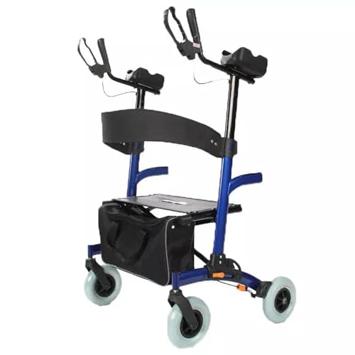 Klappbarer Rollator, aufrechter Rollator für Senioren, zusammenklappbarer Gehhilfe, aufrechter Rollator für ältere Menschen, Rollator mit Rädern und Korbteilen