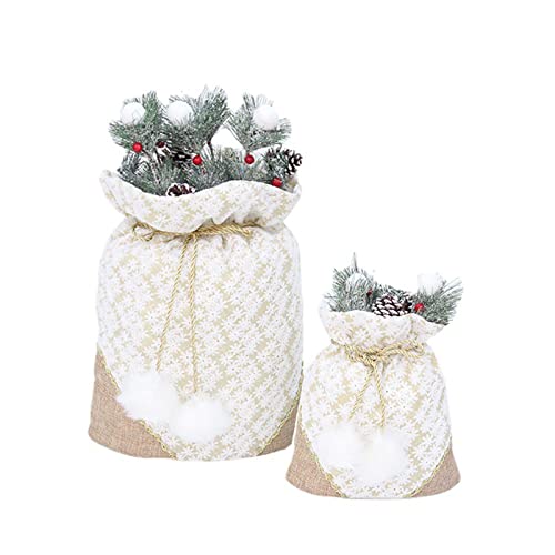 2 x Weihnachtstüten, Jutebeutel für Süßigkeiten, Schmuckbeutel, Weihnachten, Kordelzug, Stoffbeutel, Dekoration