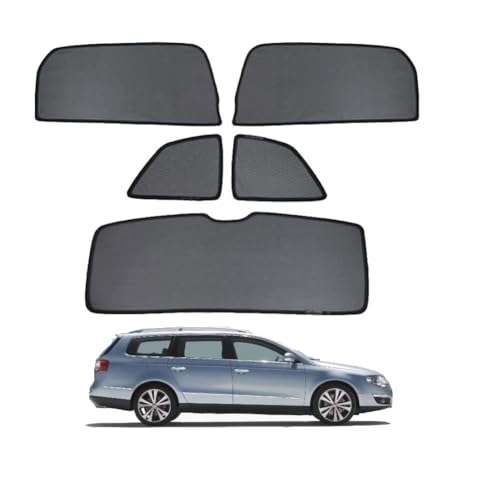 Sonnenschutz für Seitenscheiben Auto Magnetisch Vorhang für Passat B6 Variant 2005-2010 UV Schutz Fenster Sonnenblende Zubehör für Baby Kinder Haustiere Schwarz,5pcs