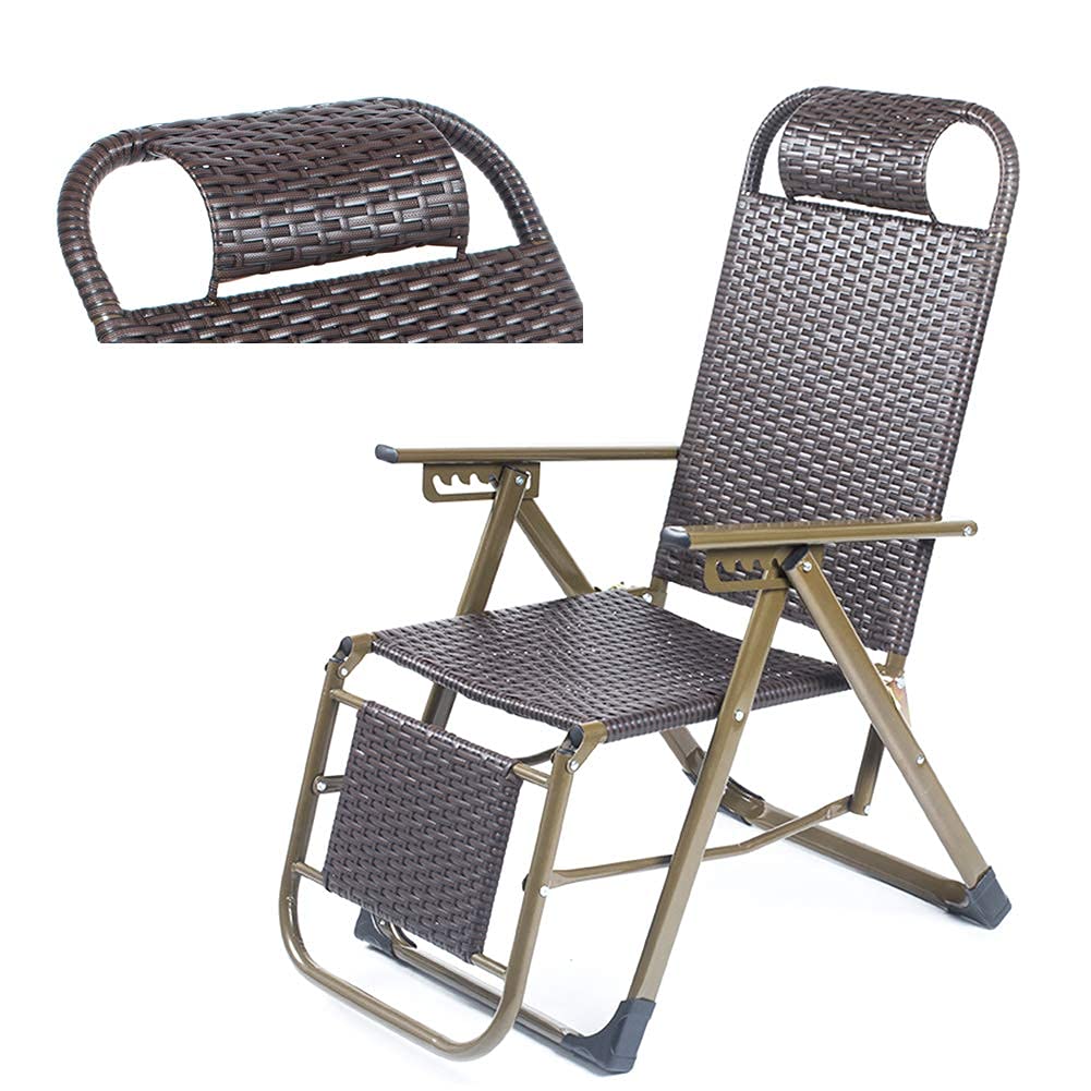 YTGDBDG Rattan-Sonnenliegen für den Außenbereich, zusammenklappbar, Verstellbarer Liegestuhl, Relaxstühle für Garten, Outdoor, Strand, Pool, Camping, Terrasse, 90 ° ~ 155 °,A