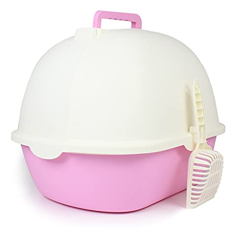 SinSed Enclosed Flip-Top Portable Cat Litter Box: Spatter-Proof & Odorless Pet Washroom in Pink