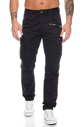 Cipo & Baxx Herren Cargo Jeans Hose (Schwarz, W32/L34)