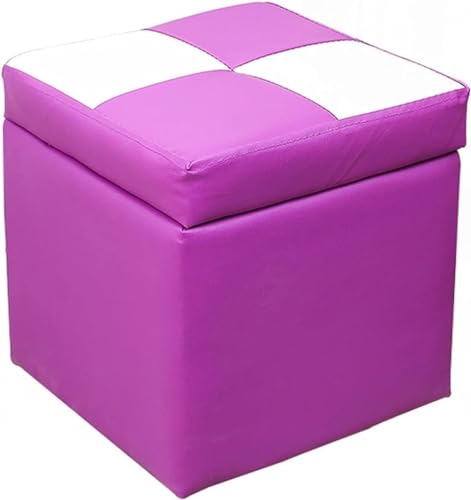 RAABYU Fußstütze Fußhocker Würfel Kunstleder Aufbewahrung Pouf Sitzbank, mit Scharnier Top Organizer Box Pouf Truhe Einzelsitz