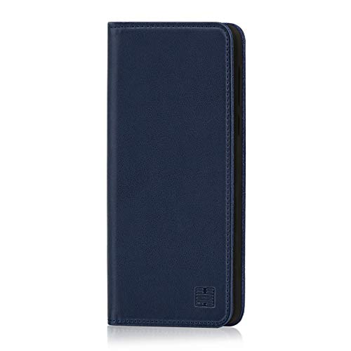 32nd Klassische Series - Lederhülle Case Cover für Motorola Moto G7 & Moto G7 Plus, Echtleder Hülle Entwurf gemacht Mit Kartensteckplatz, Magnetisch und Standfuß - Marineblau