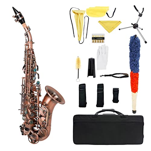 Antikes Saxophon BB Key Woodwind Instrument mit Case Sax-Ständer-Reed- Handschuhe Reinigungstuchbürste Sax-Riemenbürste