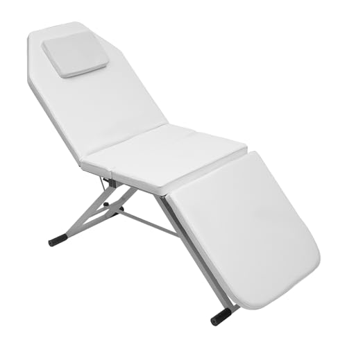 Fridgestea Massageliege Klappbar, 3 Zone tragbare Massagebank Massagetisch Kosmetikliege mit Kopfstütze für Kosmetik, Spa, Salon, Tattoo 182 * 60cm (Weiß)