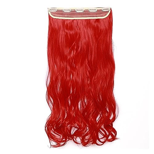 Clip-in-Haarverlängerungen Synthetische Haarverlängerungen, 24-Zoll-Haarverlängerungen, lange gewellte Damen-Clip-in-Haarverlängerungen in einem Stück, Schwarzbraun, Fake-Clip-Haarteil for Frauen Clip