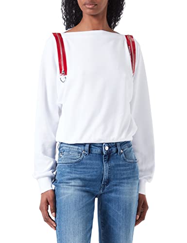 Love Moschino Women's Comfort fit Wide Collar Long-Sleeved Sweatshirt, Optical White, 40