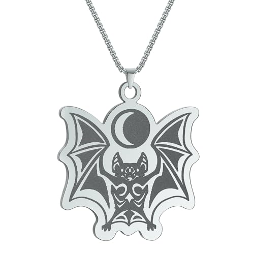 GZHENGZG Herren Haustier Halskette und Damen Schmuck -Runic Tribal Vampir Stab Anhänger Halskette mit Mond Schmuck Casual Street Hip Hop für Männer und Frauen Geschenk