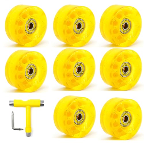 BFVAKBKYT Rollschuh-Räder, Ersatz-Skateboard-Rollen, 82A Roller Rollschuh(Yellow)