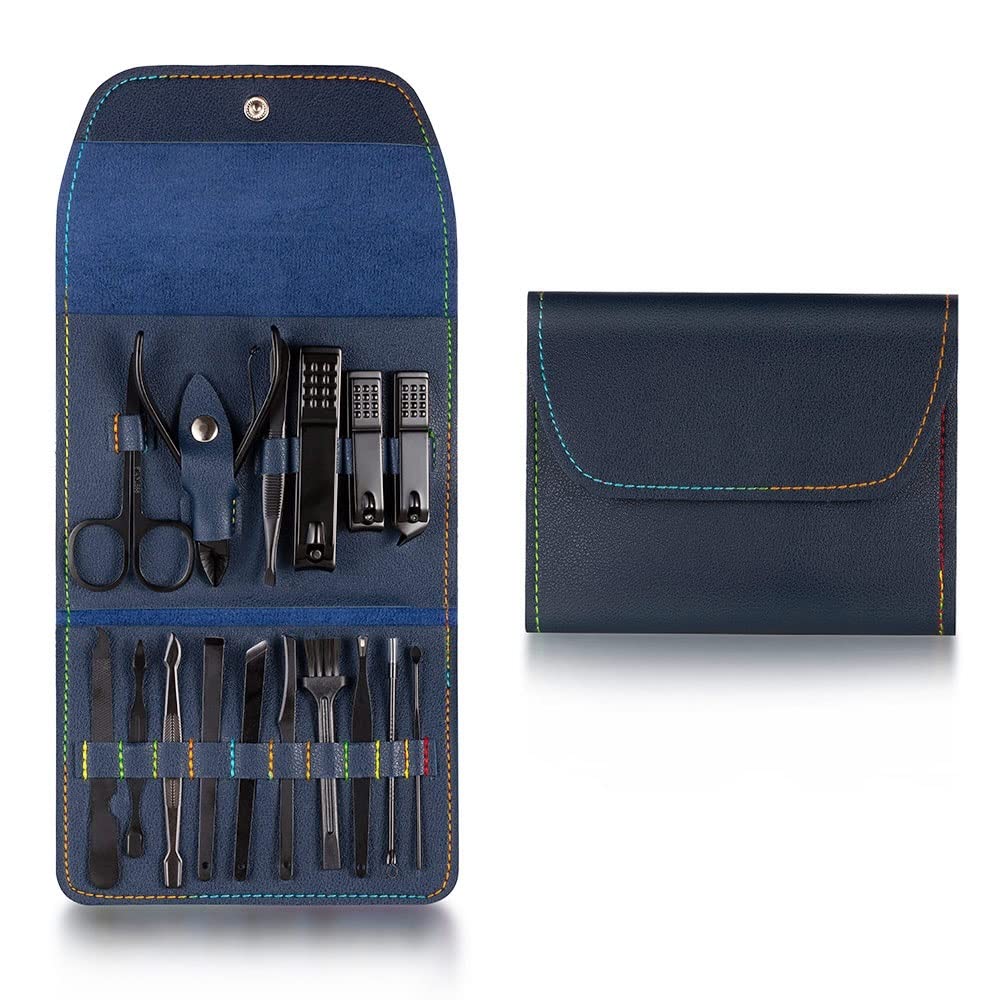 SCRUBY Nagelschneider-Set, Edelstahl, Nagelknipser-Set mit faltbarer Tasche, Maniküre-Schneider-Kits, Schere, Make-up, Beauty-Werkzeuge (grau)