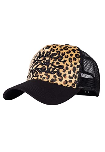 Queen Kerosin Damen Trucker Cap | Ledopardenmuster | Caps | Bikercap | Leopardenfell| Frontstickerei | Logopatch | Truckerkappe | Meshcap