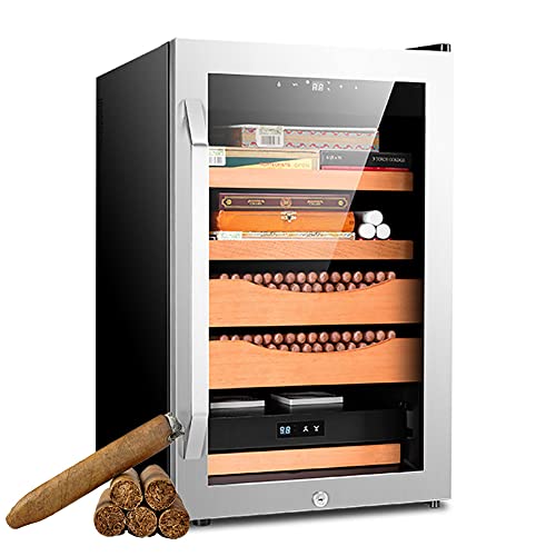 JMbpkduHs 70-L-Zigarren-Humidor, Integriertes Befeuchtungssystem Mit Regalen Und Schublade Aus Spanischem Zedernholz, Touchscreen, Fasst 400 Zigarren, Vatertagsgeschenke, 60 W,B