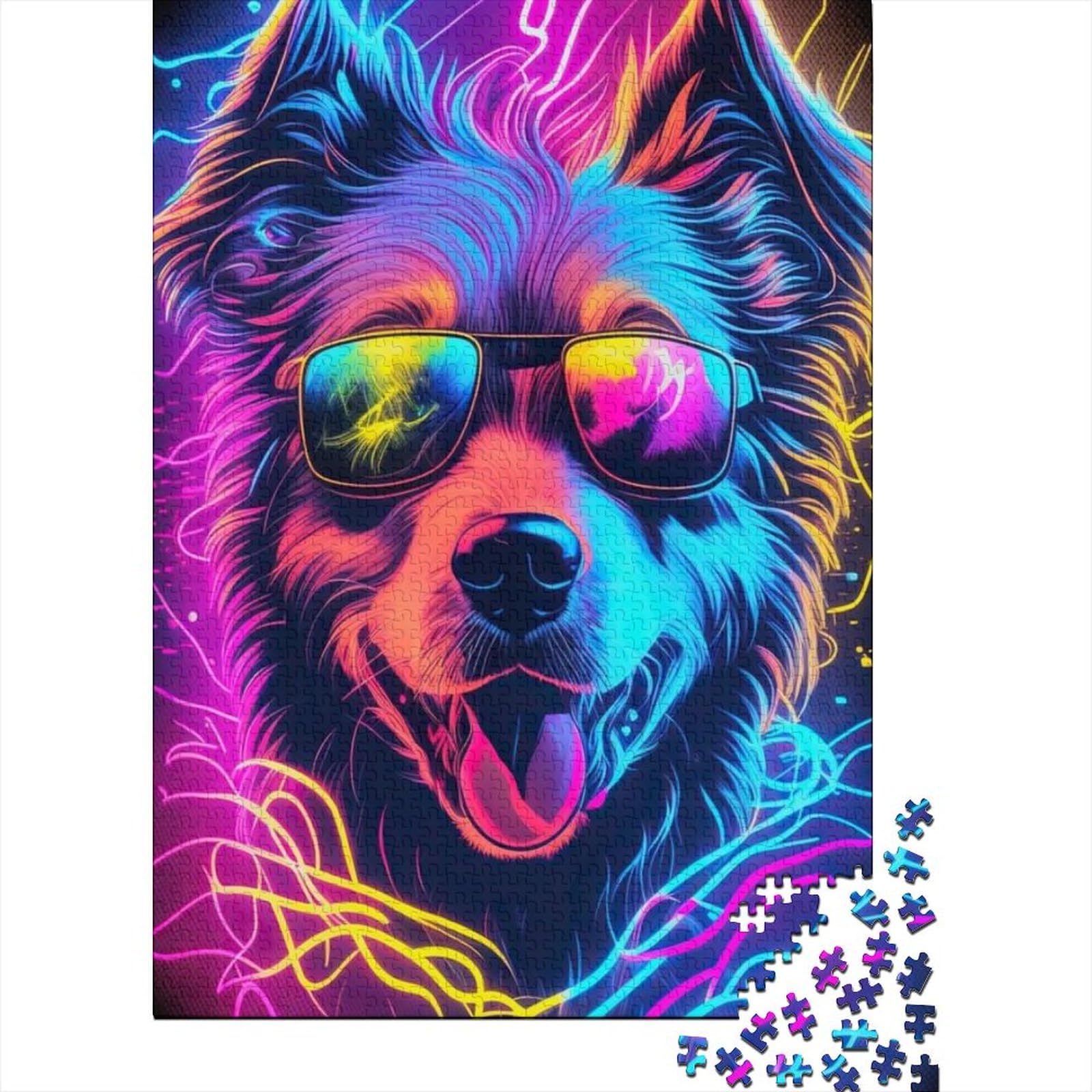 1000-teiliges Puzzle für Erwachsene und Teenager, Tier-Fantasie-Hund, Holzpuzzle für Erwachsene, Puzzlespielzeug, Lernpuzzle, Familienspiel, 75 x 50 cm