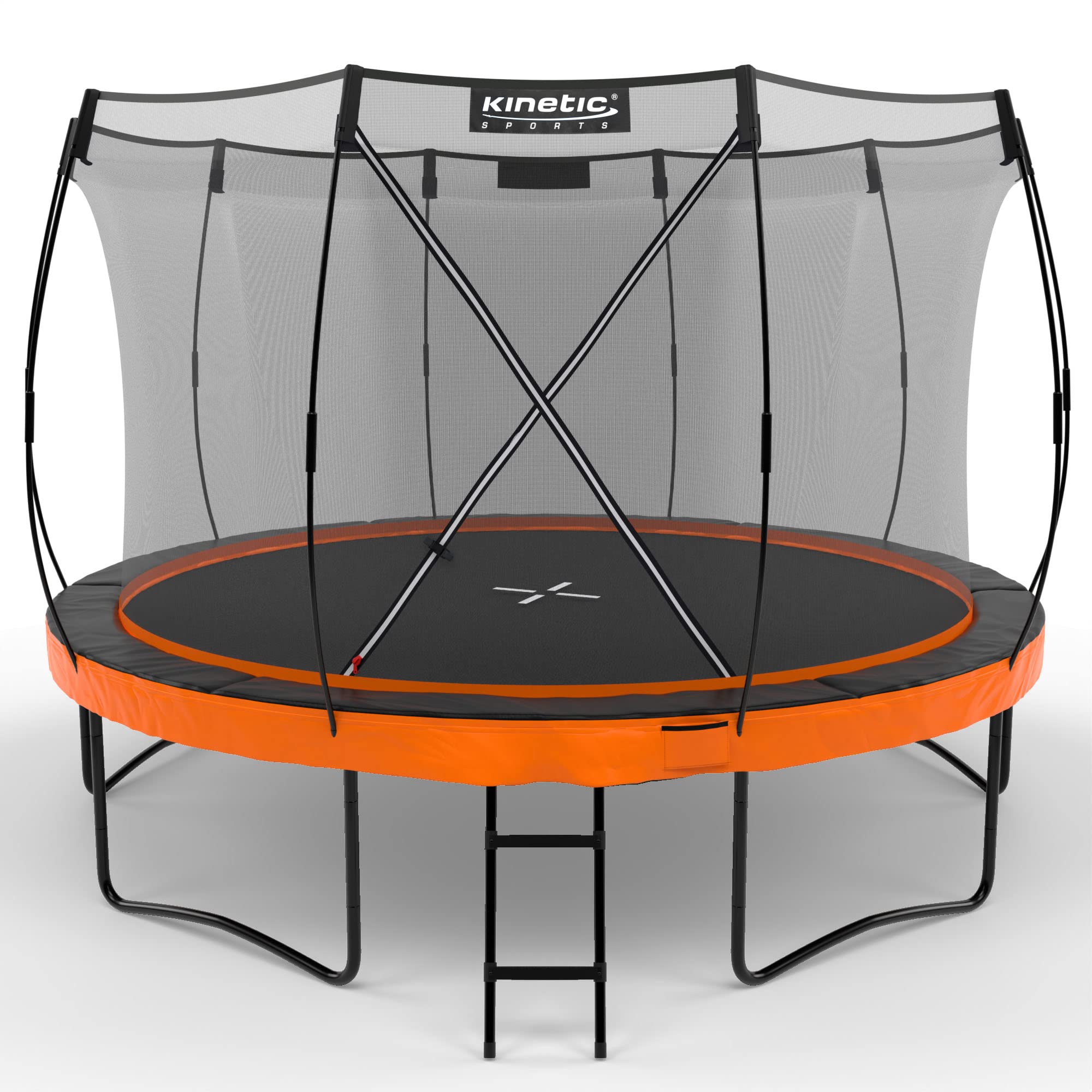 KINETIC SPORTS Trampolin Outdoor 366 cm 'Ultimate Pro' – TÜV Rheinland geprüft, Designed in Germany, Fiberglas Netzstangen, AirMAXX Technologie, Premium Gartentrampolin Kindertrampolin, Sunset Orange