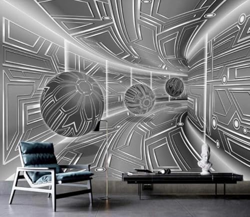 Schwarzer Und Weißer Geometrischer Tunnel Kubische Sphäre 3D Tapete Poster Restaurant Schlafzimmer Wohnzimmer Sofa TV Dekorative Wand-400cm×280cm