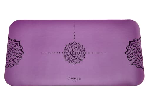 DIVASYA Yoga-Knie-Pad: Yoga-Kissen, Knieschoner, Yoga-Knie-Polster (64x33cm), stark dämpfender Naturkautschuk & rutschfeste professional grip Oberfläche. Auch für Ellbogen/Handgelenke (Lila)