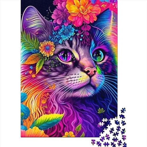 500 Puzzles für Erwachsene, 500 Teile, bunte Katzen, Holzpuzzles, Puzzles für Erwachsene und Teenager, tolle Geschenke für die ganze Familie (Größe 52 x 37 cm)