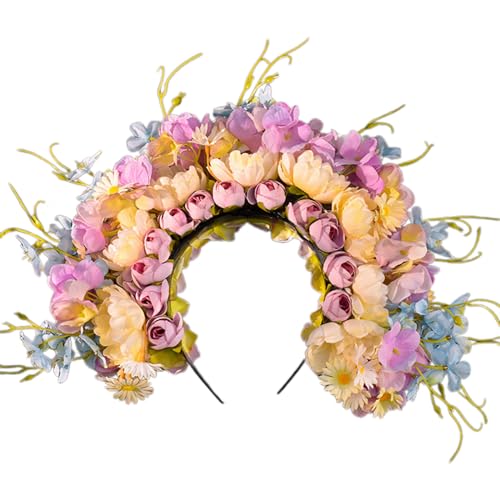 YYSQL Schöner Blumenkopfschmuck, traditionelles chinesisches Blumen-Haar-Accessoire, auffälliges Blumen-Stirnband