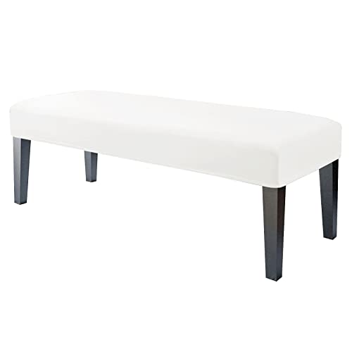 JHLD 1 Stück Universal-Bezug für Esszimmer-Bank, Samt Bezug für Esszimmerstuhl Stretch Dining Bench Cover für Esszimmer weiche Spandex Stuhlhussen Für Wohnzimmer Schlafzimmer -Weiß-1 Stück