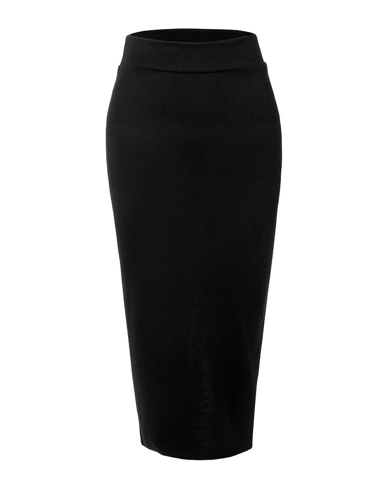 Elegant Damen Maxi Rock Stretch Enge Business Bleistift Röcke Stiftröcke Schwarz XL