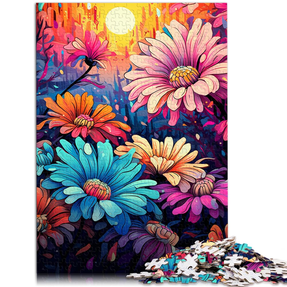 Puzzles für farbenfrohe psychedelische Gänseblümchen, Puzzle 1000 Teile, Puzzle für Erwachsene, Holzpuzzles, interessantes Puzzle zur Stressreduzierung, 1000 Teile (50 x 75 cm)