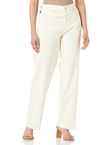 Moschino Damen Boyfriend With Brand Heart Back Tag Casual Pants, Cream, 33 EU