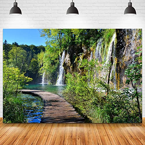 Wasserfall, Baum, Berg, Fluss, Fotografie, Hintergründe, Natur-Hintergründe Für Foto Studio Baby Dusche Kinder geboren Photophone350x230cm