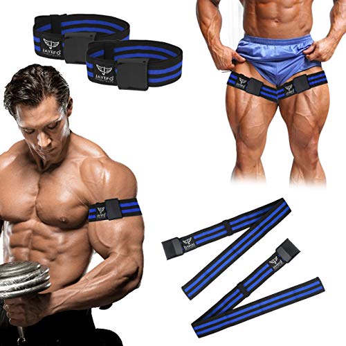 Jayefo Sports Muscle Blaster Durchblutungsbeschränkungsbänder Okklusionsgurte Bizeps Muskelaufbau Gewichtheben Powerlifting Fitness Training Gym 4 Pack | 2 Paar für Arme und Beine