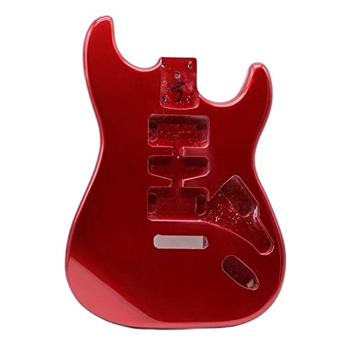 Gitarrenkorpus unfertig Okoume Holz/Pappel Holz Rot Farbe Gitarre Körper Hoch Glanz Elektrische Gitarre Fass Accessory Gitarre Teile Pappel Holz (Color : Metallic red)