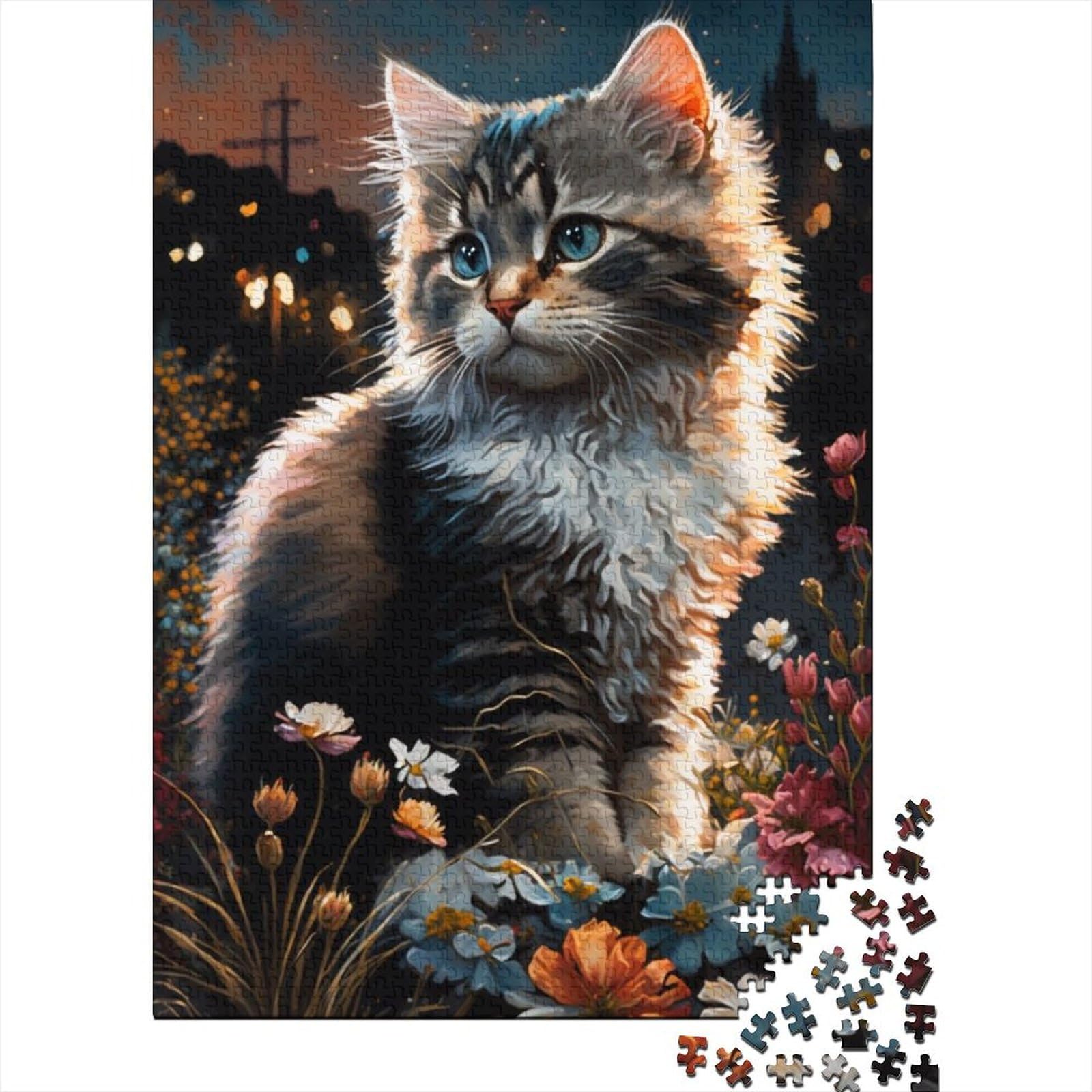 Kunstpuzzle für Erwachsene, 500 Teile, süße Katzen-Holzpuzzle für Erwachsene, Puzzles für anspruchsvolle Puzzlespiele und Familienspiele (Größe 20,47 x 14,96 Zoll)