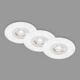 BRILONER Leuchten - 3er Set LED Einbauleuchten Decke, Dimmbare Einbaulampen, Ultraflache LED Einbaustrahler Bad, Badeinbaustrahler IP44, Weiß, 90x25 (DxH), 7036-036