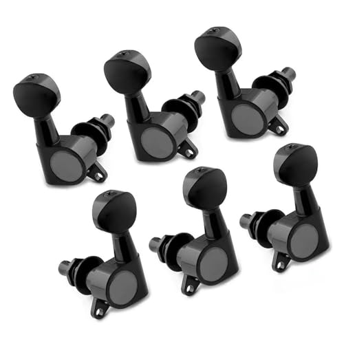 Strings Tuning Pegs Mechaniken Für Gitarre 6er-Pack Stimmwirbel für Gitarrensaiten, halbgeschlossene, langlebige Stimmköpfe (Color : Black)