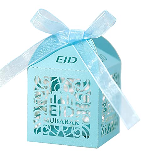 100 Stück Eid Süßigkeitenschachtel Hohle Mond Geschenkboxen Islamisches Festival Glückliches Fitr Eid Event Partyzubehör Thanksgiving Geschenkboxen