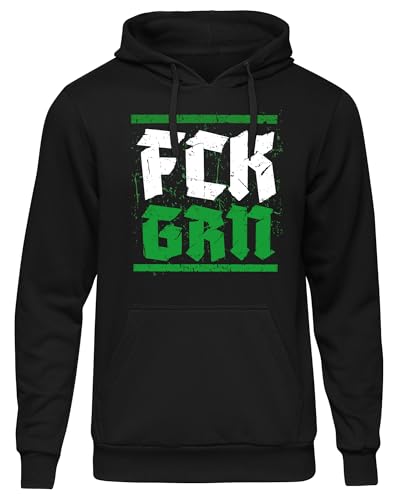 UGLYSHIRT FCK GRN Herren Kapuzenpullover | Anti Klimaaktivist Anti Grün Demo Pullover Widerstand Hoodie Politik | M2 Schwarz (L)