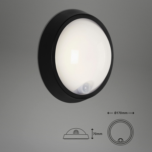 BRILONER LED-Außenwandleuchte, Ø: 17 cm, Höhe: 7 cm, 12 W - schwarz 2