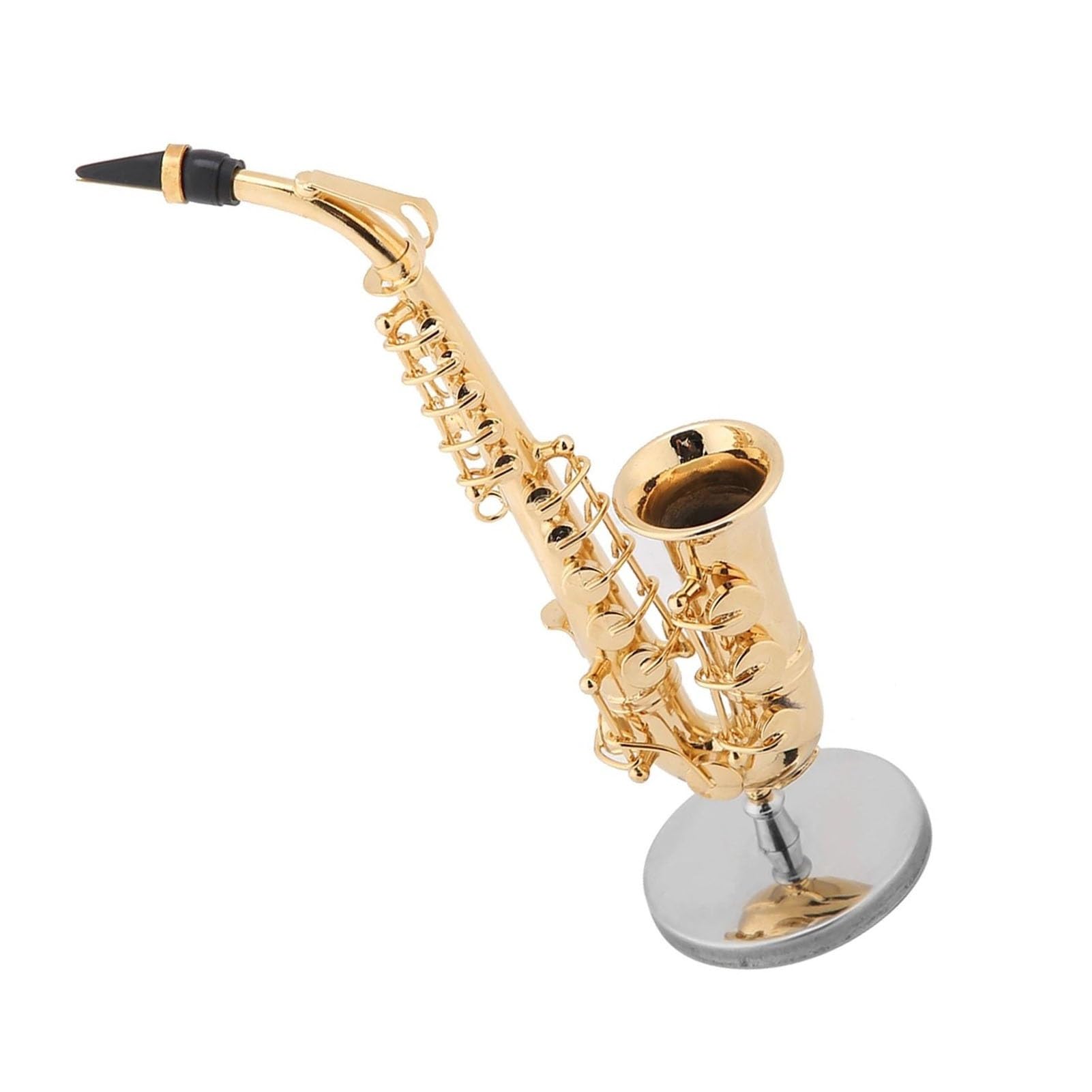 Ornamente für Musikinstrumente 14 Cm Miniatur-Altsaxophonmodell Mit Ständer Und Koffer, Vergoldete Instrumentenmodell-Ornamente