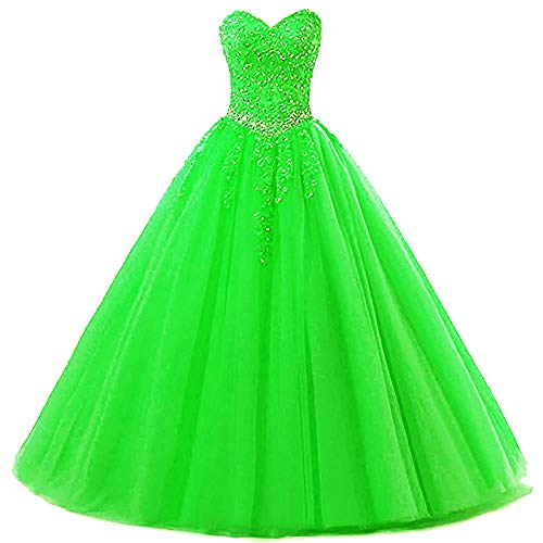 Zorayi Damen Liebsten Lang Tüll Formellen Abendkleid Ballkleid Festkleider Grün Größe 40