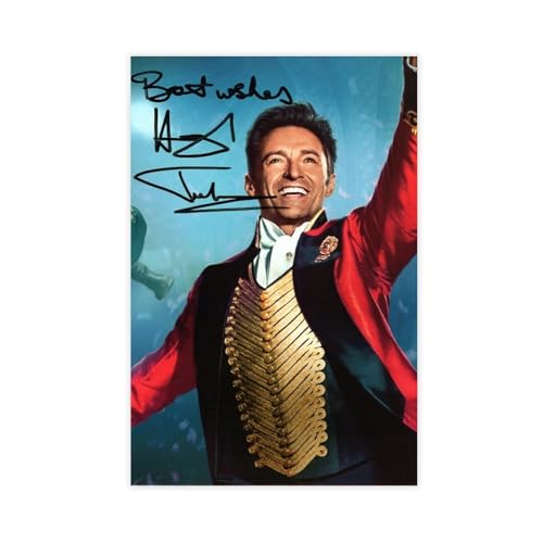 Photographie Signée Hugh Jackman Greatest Showman En Édition Limitée + Autogramm Zertifikat auf Leinwand, Wandkunst, Dekordruck, Gemälde für Wohnzimmer, Schlafzimmer, Dekoration, 50 x 75 cm