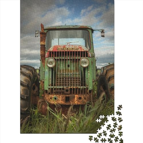 Holzpuzzle mit landwirtschaftlichen Traktoren für Erwachsene und Jugendliche von Adult Jigsaw Puzzles, 500 Teile, Holzpuzzle für Erwachsene und Jugendliche 20,47x14,96 Zoll